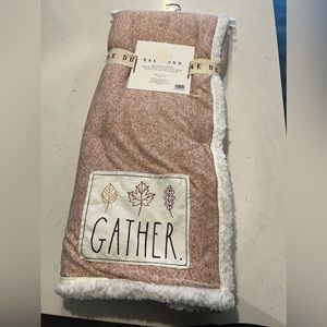 Rae Dunn Gather Knit Sherpa Throw 50”X60” Soft Cozy Fall Decor Red White NWT